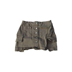 COPY - Tan green cargo button up short skirt